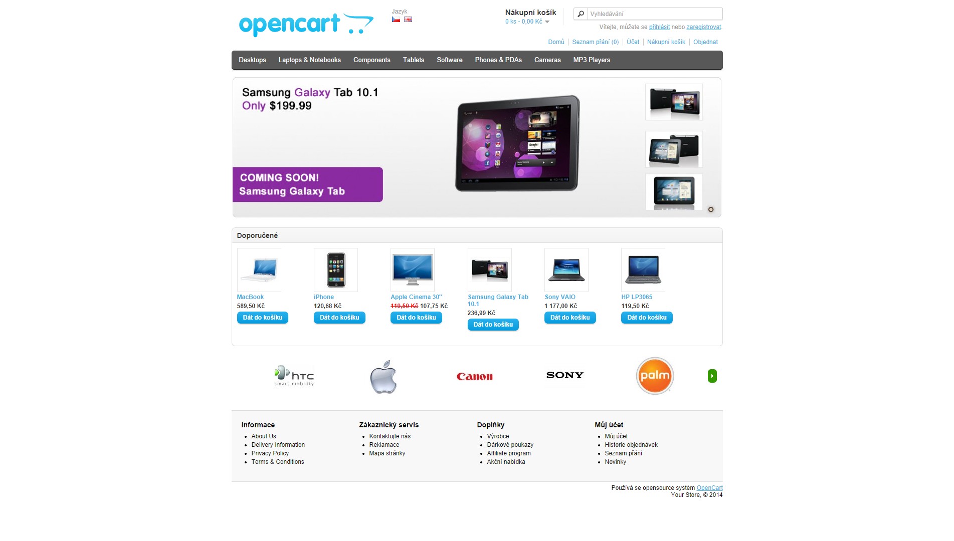 E-shop OpenCart - náhled